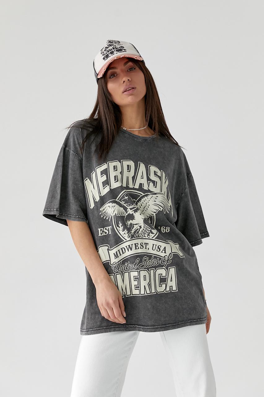 Футболка удлиненная "Nebraska America" S Темно-серый (10057007)