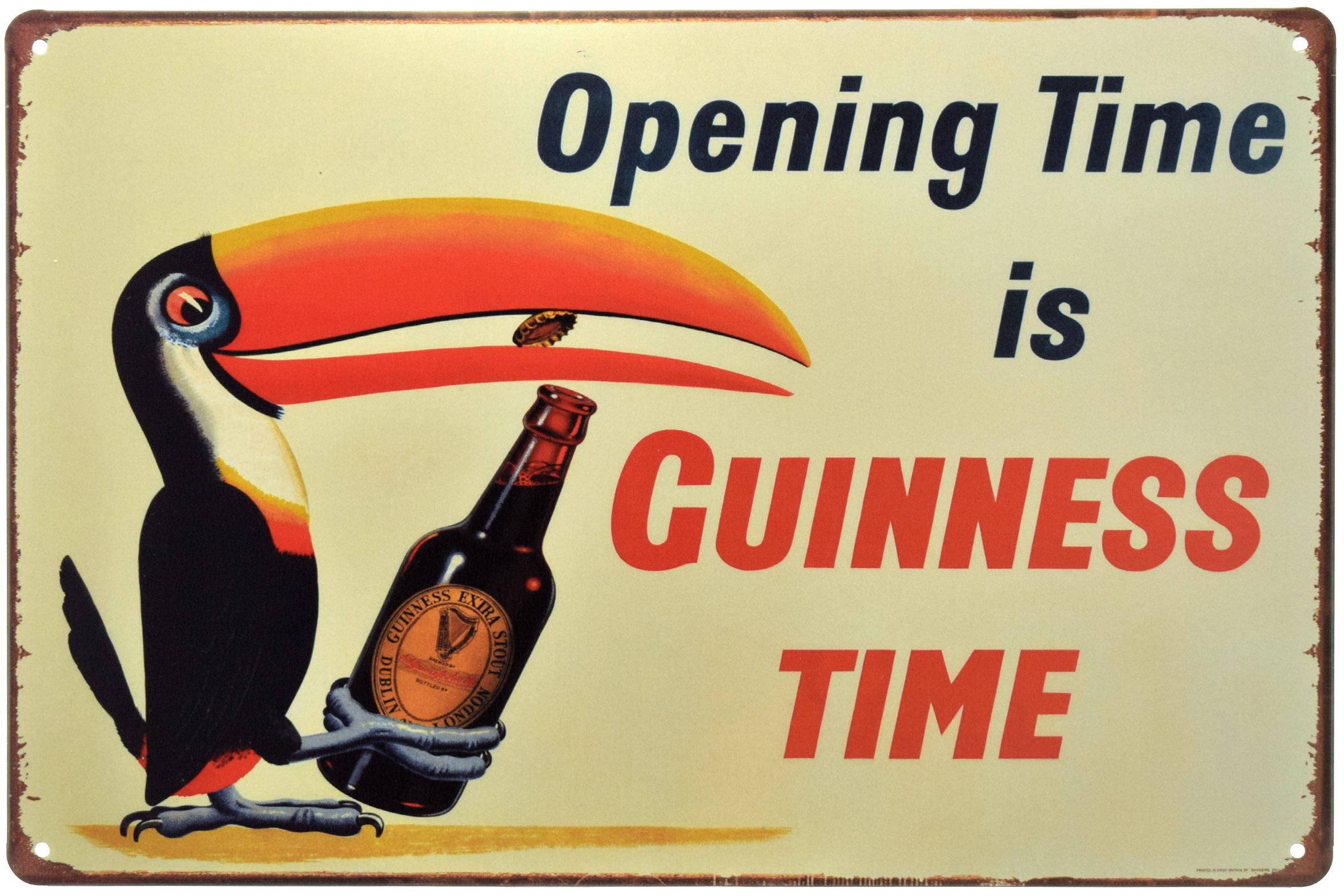 Табличка металлическая Время Открытия-Время Гиннесс/Opening Time Is Guinness Time 20x30 см