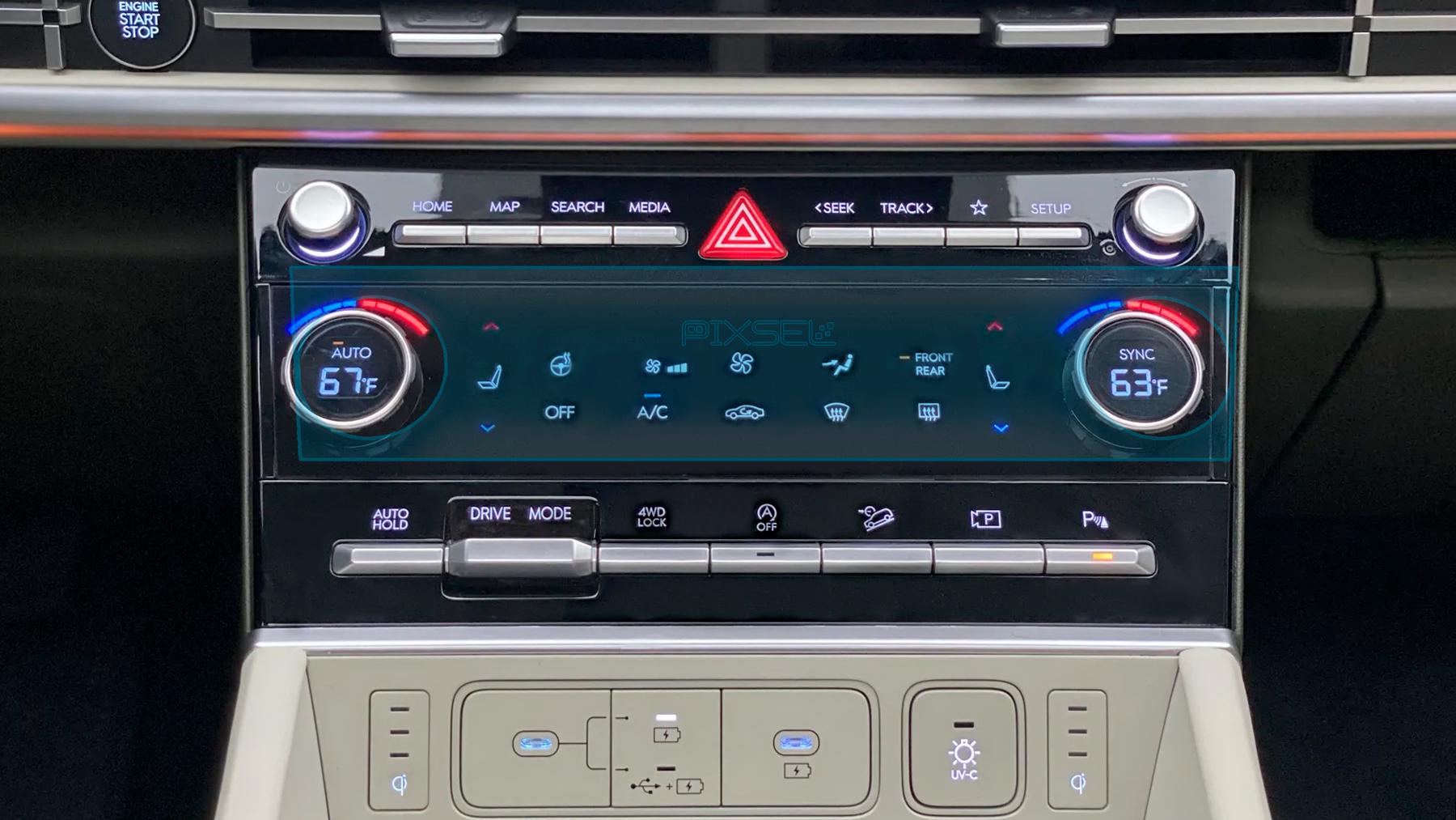 Стекло защитное Pixsel гибридный глянец на климат Hyundai SANTA FE 11,2“ 2024