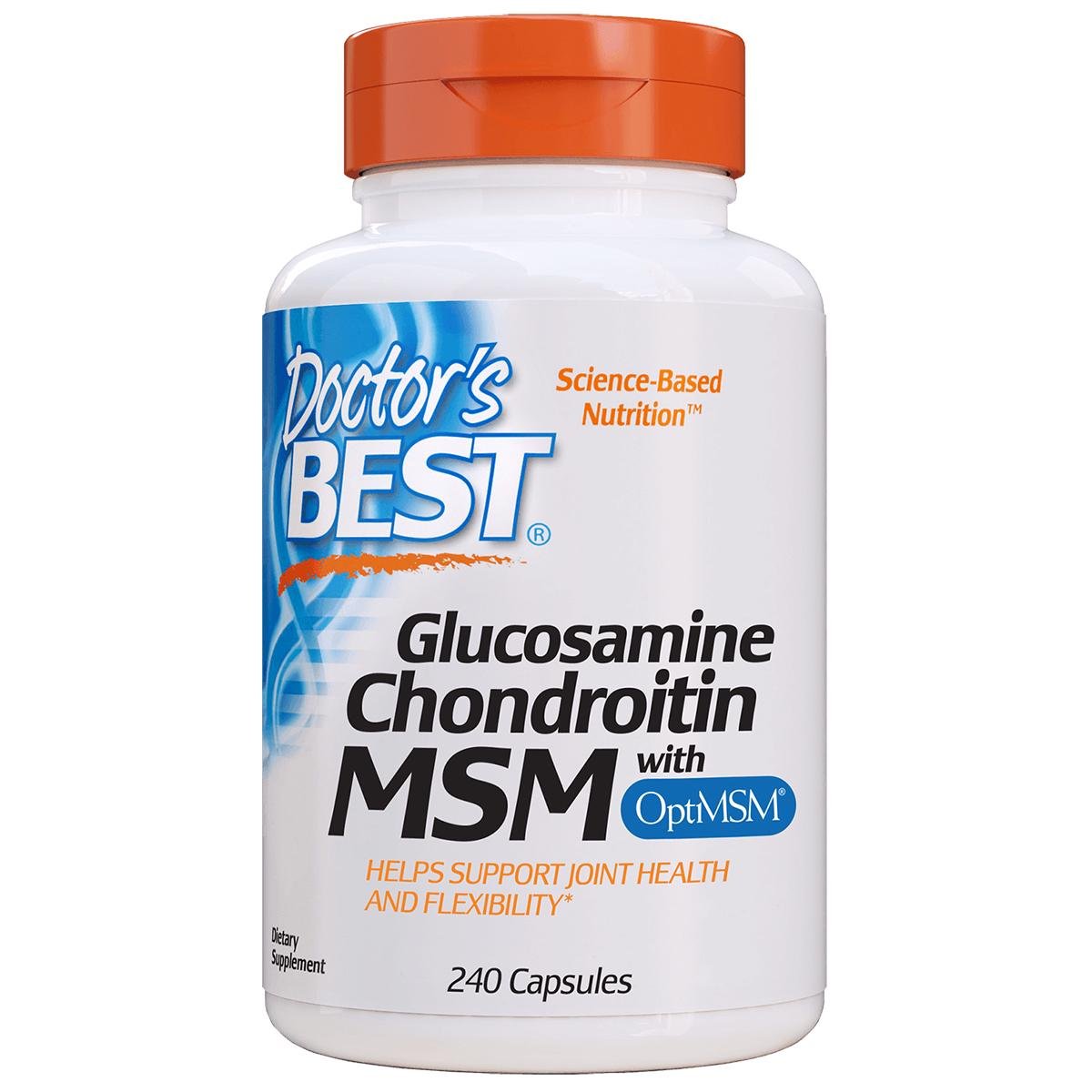 Глюкозамін з хондроїтином та МСМ Doctor's Best OptiMSM 240 капсул (DRB00081)