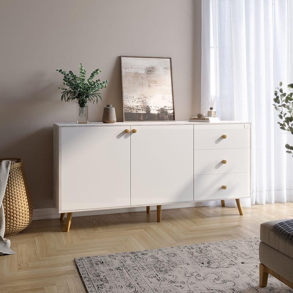 Комод Lion Хьюге-5 Бетон/Нимфея Альба (Lion-041104)