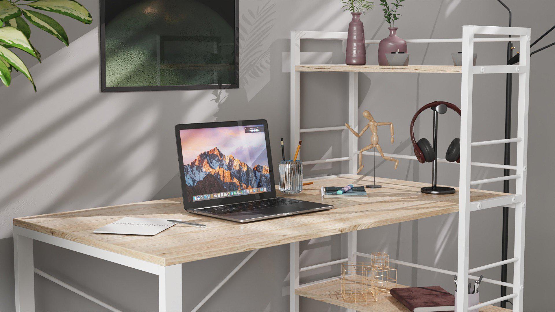 Письмовий стіл Ferrum-decor Konekt з етажеркою метал/ДСП 16 мм Білий/Дуб Артизан (FRD-104226) - фото 5 Письмовий стіл Ferrum-decor Konekt з етажеркою метал/ДСП 16 мм Білий/Дуб Артизан (FRD-104226) - фото 5