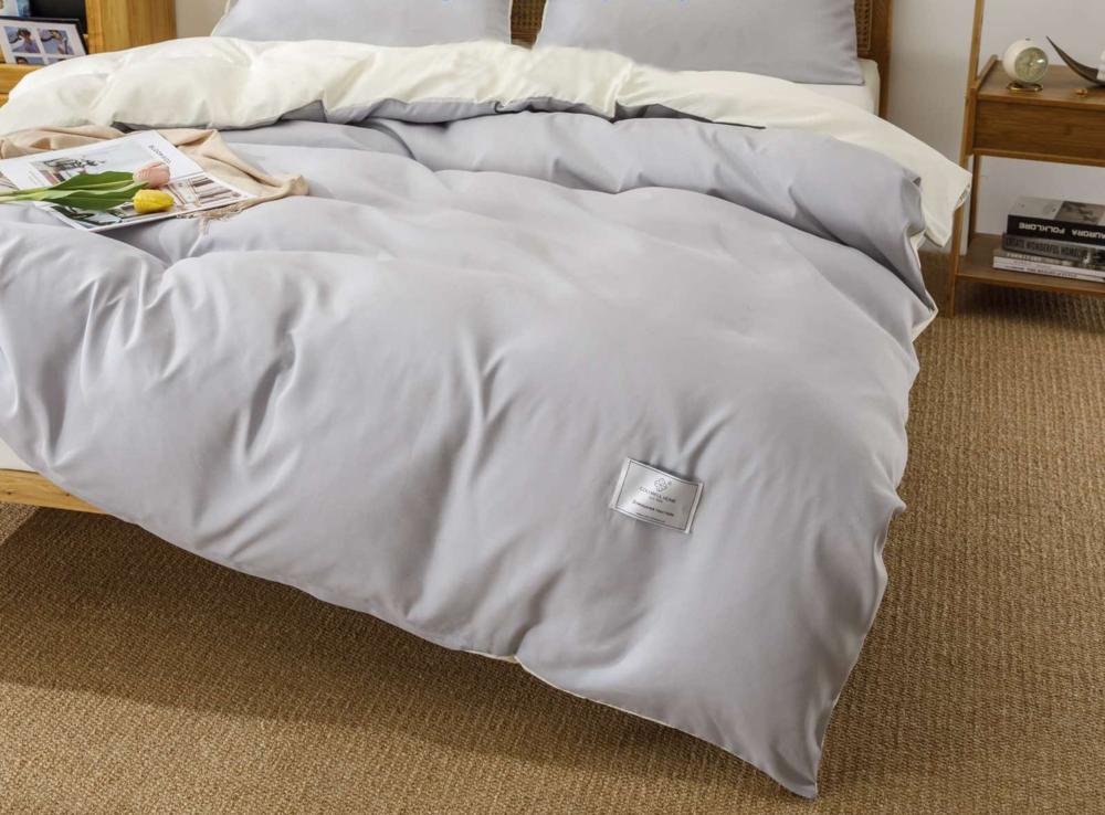 Комплект постельного белья Cotton home Дуэт полуторный Сатин UP-2-15-20-10 Серый с молочным (DR010261)
