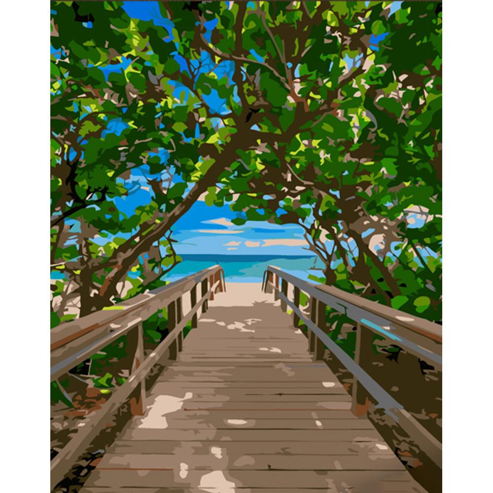 Картина по номерам Strateg Премиум Лестница к окну с лаком 30x40 см (Str-SS6770)