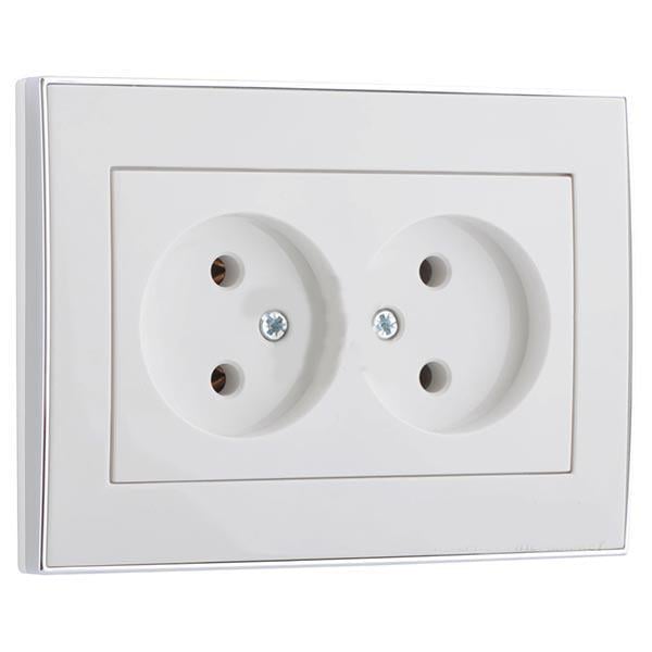 Розетка Lezard Rain 2-я Белый/Хром (703-0225-128В)