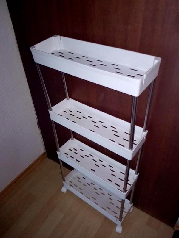 Етажерка на коліщатках на колесах 4 яруси 85х35х13 см Білий (23864211) - фото 7 Етажерка на коліщатках на колесах 4 яруси 85х35х13 см Білий (23864211) - фото 7