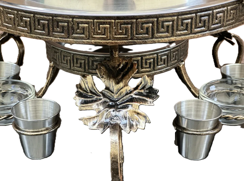 Садж для подачи и подогрева шашлыка Фараон 36 см с соусницами/рюмками/кухонными щипцами (7512) - фото 4 Садж для подачи и подогрева шашлыка Фараон 36 см с соусницами/рюмками/кухонными щипцами (7512) - фото 4