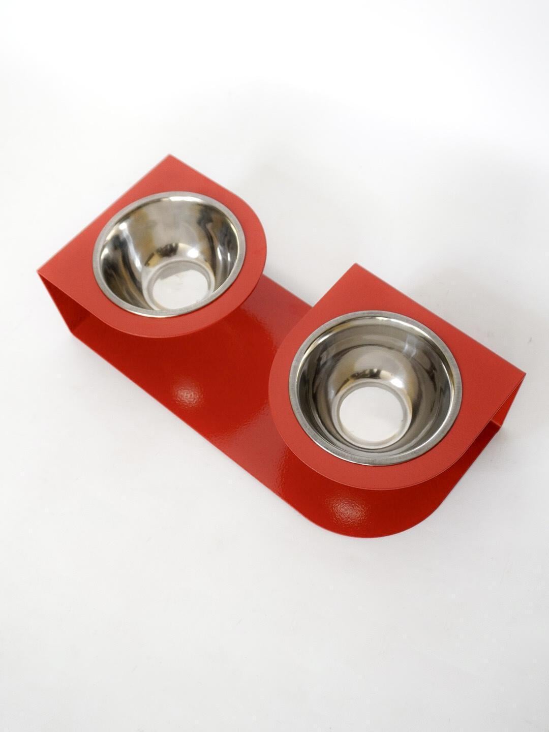 Кормушка For you для котів на 2 миски метал 80 мм 0,35 л Червоний (1024564к)
