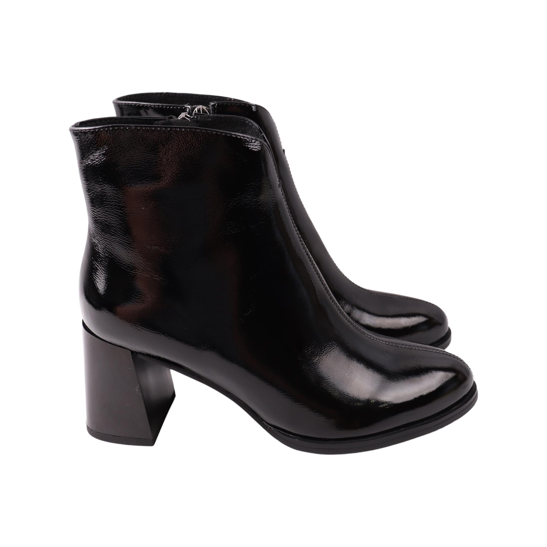 Ботильоны женские Molka натуральная лакированная кожа р. 38 Черный (301-23DH)
