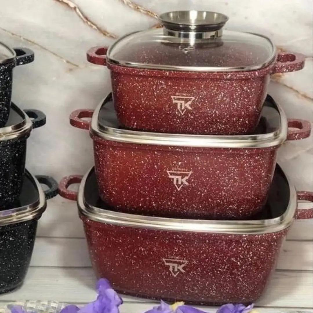 Набір посуду для індукції Top Kitchen TK-00025 з гранітним покриттям 6 предметів Червоний (2480495570) - фото 4