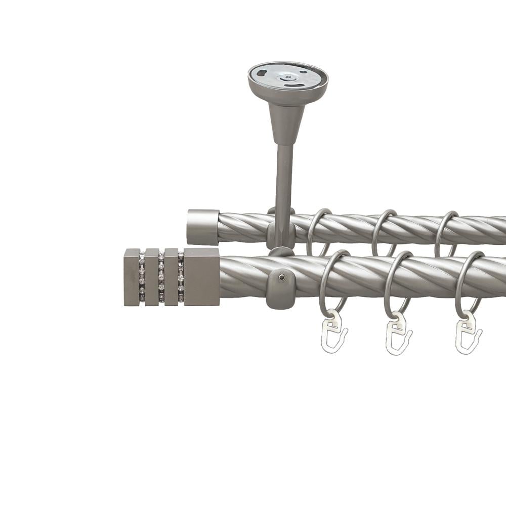 Карниз Orvit Ацтека металевий дворядний відкритий до стелі скручена труба кільце металеве 25/19 мм 240 см Сатин (00-00024184)