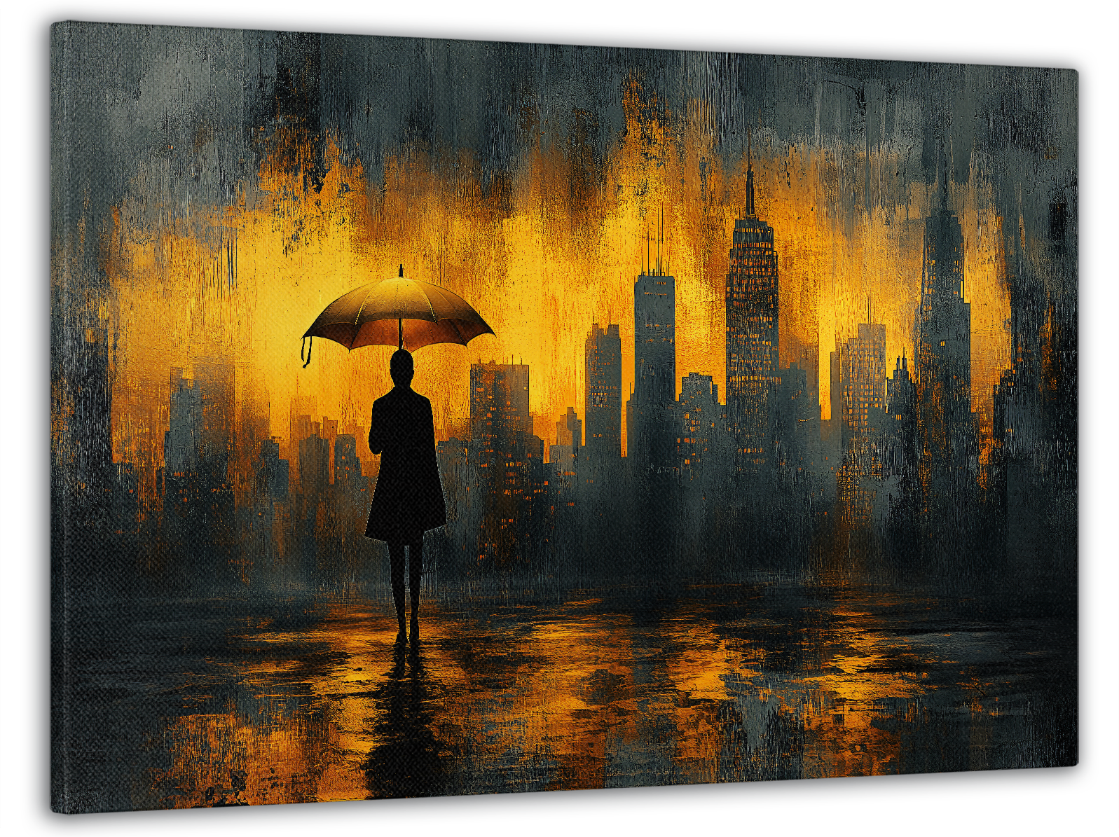 Картина на полотні Mako силует у світлі вогнів 60x100 см (MK10575)