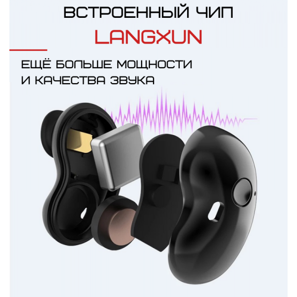 Беспроводные bluetooth наушники вкладыши со встроенным чипом Langxun Розовый/Золотой - фото 4