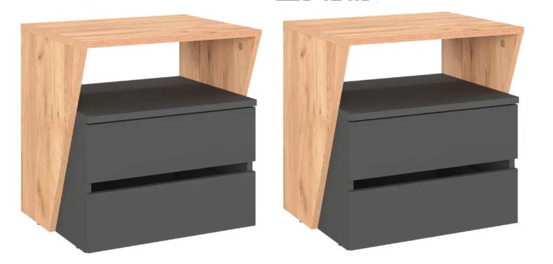 Тумба прикроватная Компанит комплект 2 шт. ПКТ-13 50,2х40,2х50 см Дуб крафт комби (26531958)