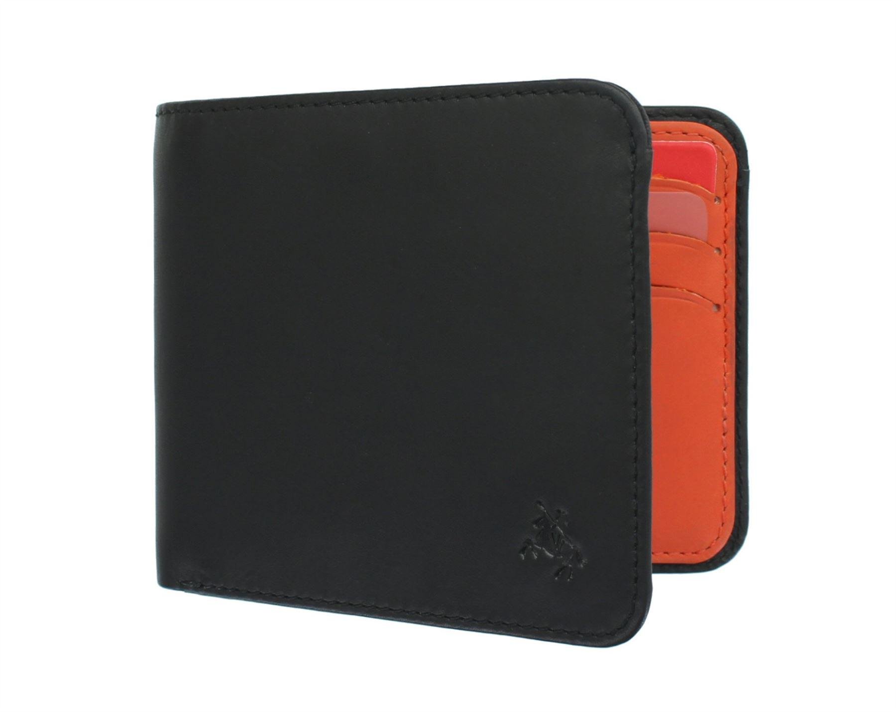 Кошелек мужской кожаный Visconti VSL35 Trim c RFID Black-Orange - фото 1