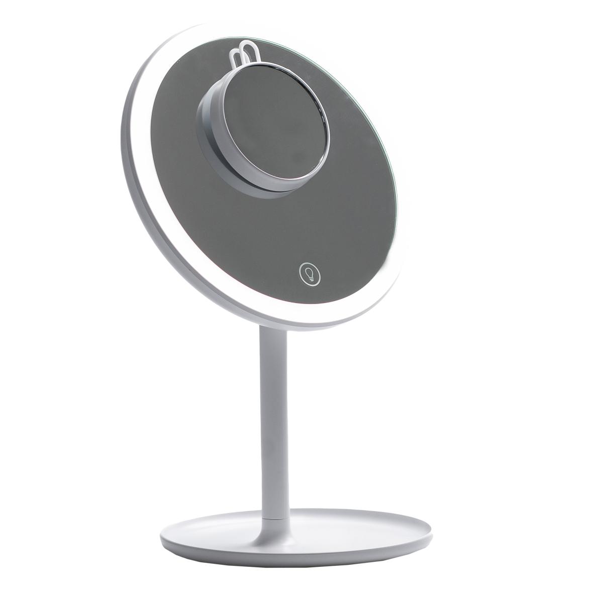 Зеркало для макияжа настольное круглое с увеличением и led подсветкой (HP072TD020W)