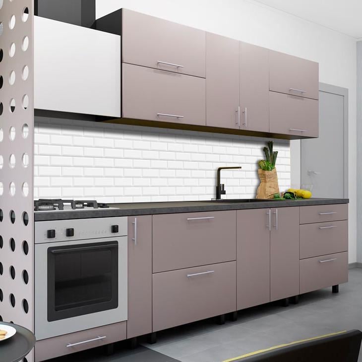 Наклейка на кухонний фартух Світла цегляна стіна фотодрук із захисною ламінацією 60х250 см (БП-s_tx318-1)