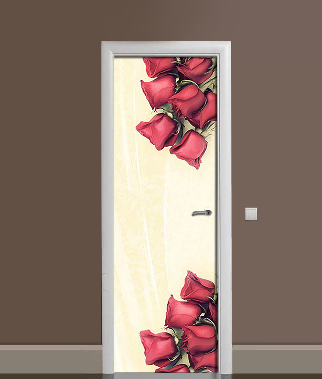 Наклейка 3D на двери Zatarga Бутоны Алых Роз виниловая 650х2000 мм (1283915371)