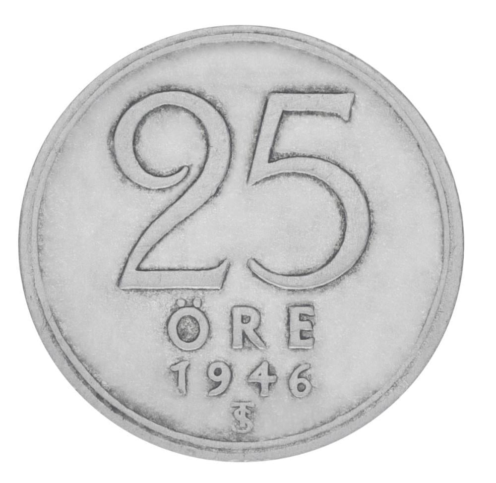 Коллекционная монета Швеция 25 эре 1946 серебро F-VF Ag 400 2,32 г (М19894)