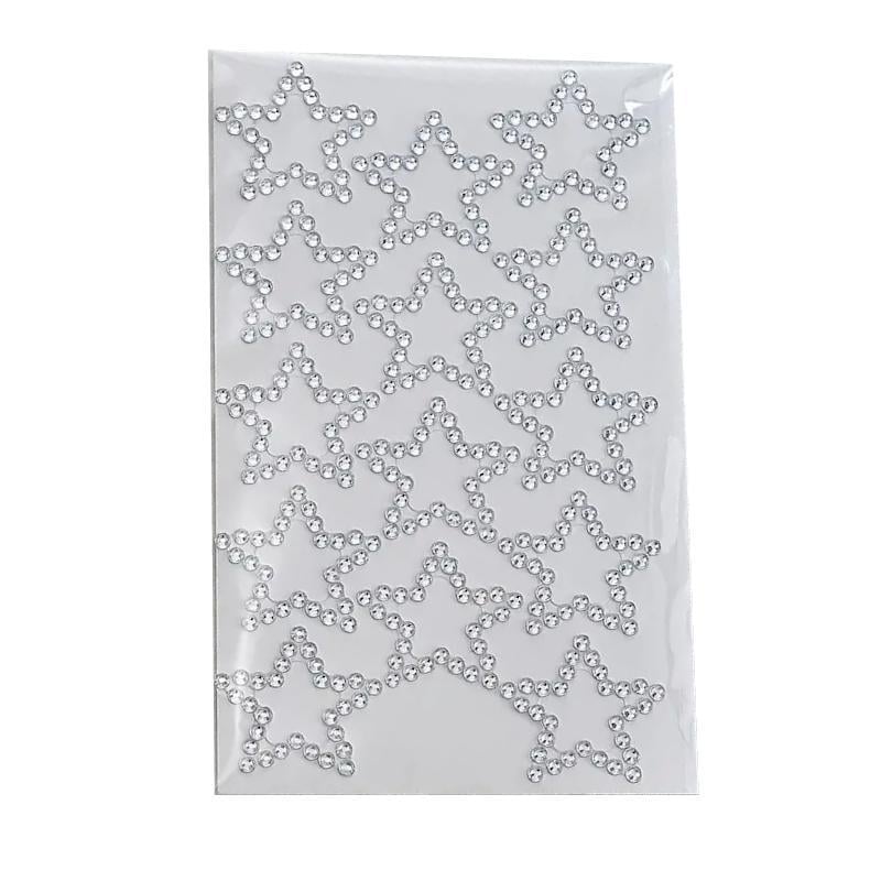 Стразы самоклеящиеся Звезды для лица/тела/волос 1 лист 14 шт. Серебристый (2789190631)