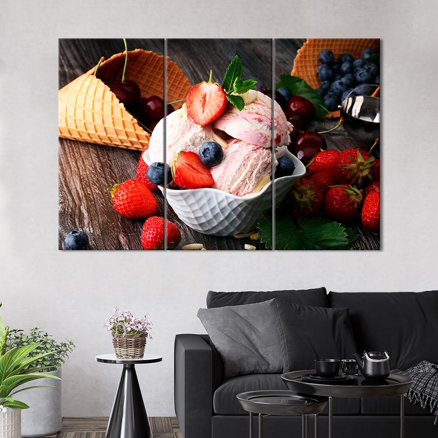 Настенний декор Шарики сливочного мороженого со вкусом клубники 78x48 см (A375-3)