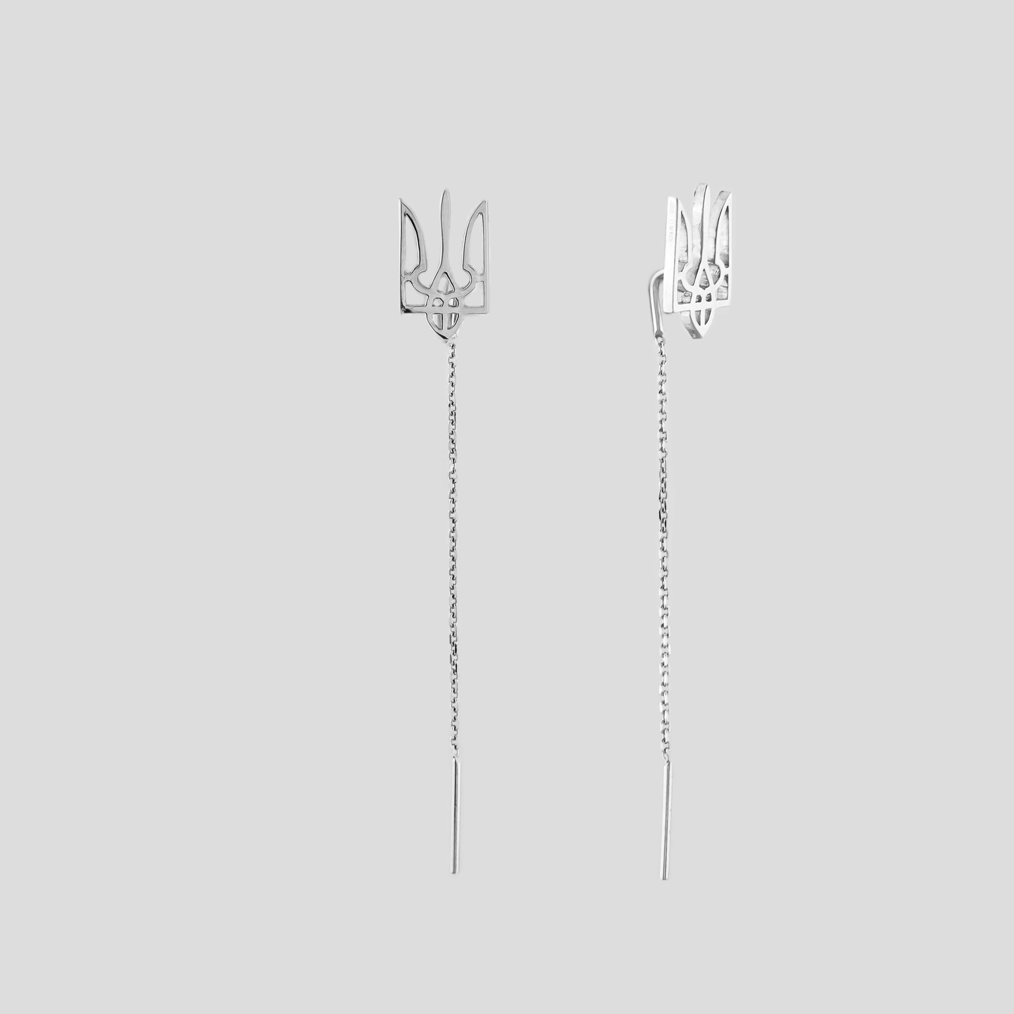 Серебряные серьги Minimal Герб Украины (16329)