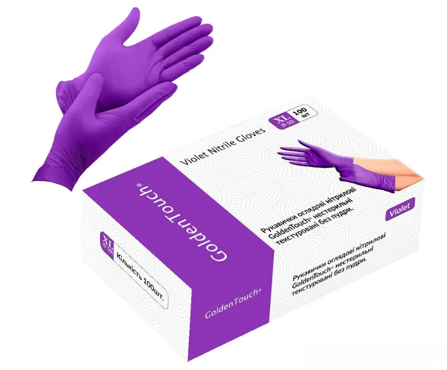 Перчатки нитриловые Golden Touch 3.7 г нестерильные текстурированные XL 50 пар (HFN-122352XL) - фото 1 Перчатки нитриловые Golden Touch 3.7 г нестерильные текстурированные XL 50 пар (HFN-122352XL) - фото 1