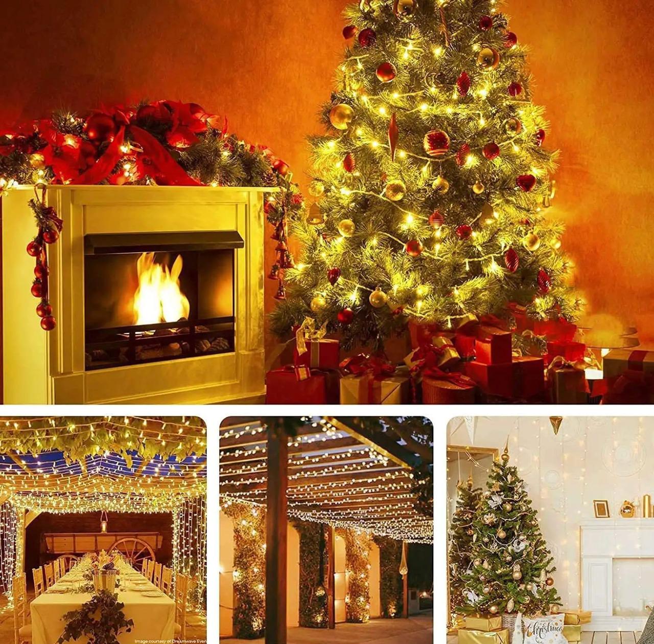 Гирлянда роса с пультом зеленый провод от сети 500 LED 50 м Теплый-белый (91010) - фото 5 Гирлянда роса с пультом зеленый провод от сети 500 LED 50 м Теплый-белый (91010) - фото 5