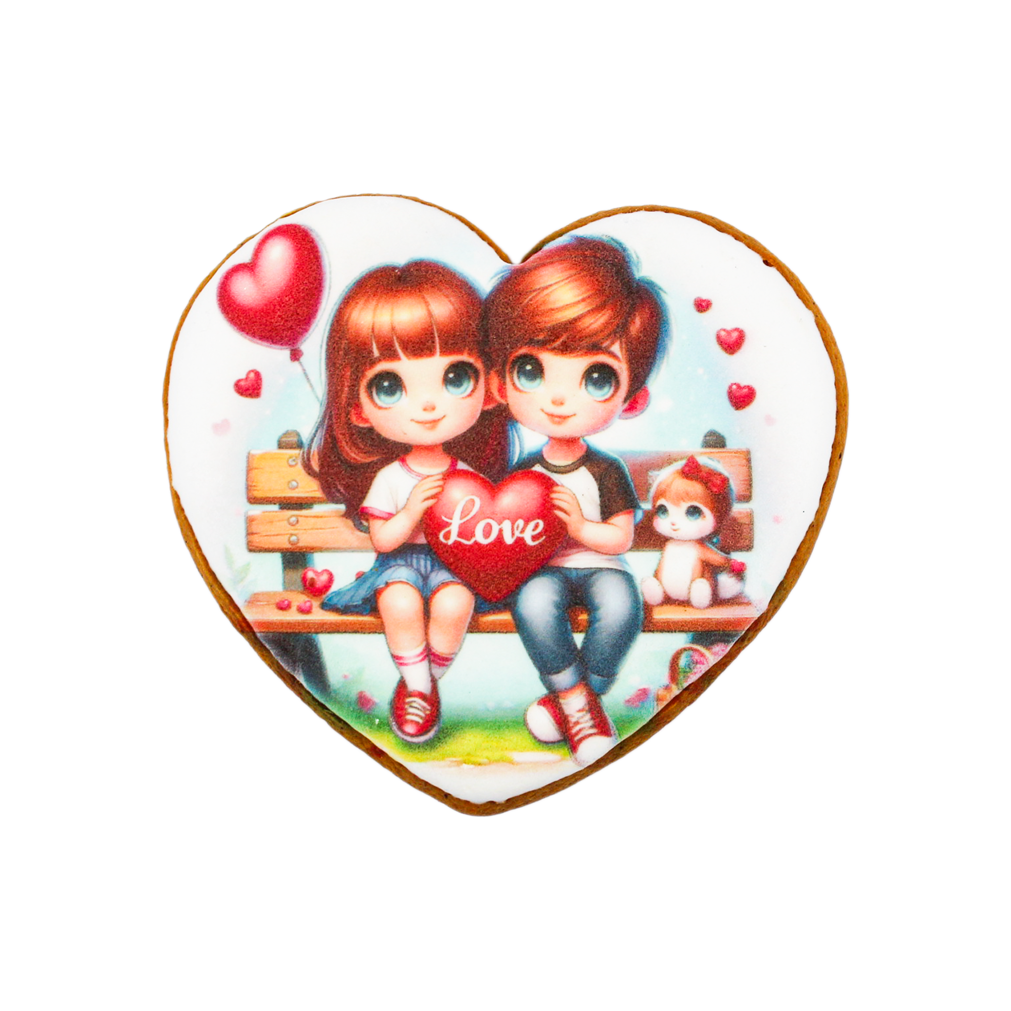 Пряник с принтом Крафт Пряник День святого Валентина "Пара с сердечком "Love" 45г