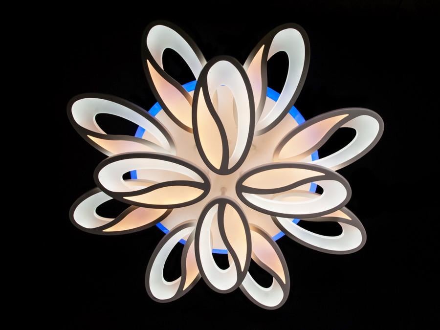 Люстра LED для залу з пультом 8090-8+4WH-LS 185W на 26 кв.м Білий (1716174289) - фото 4