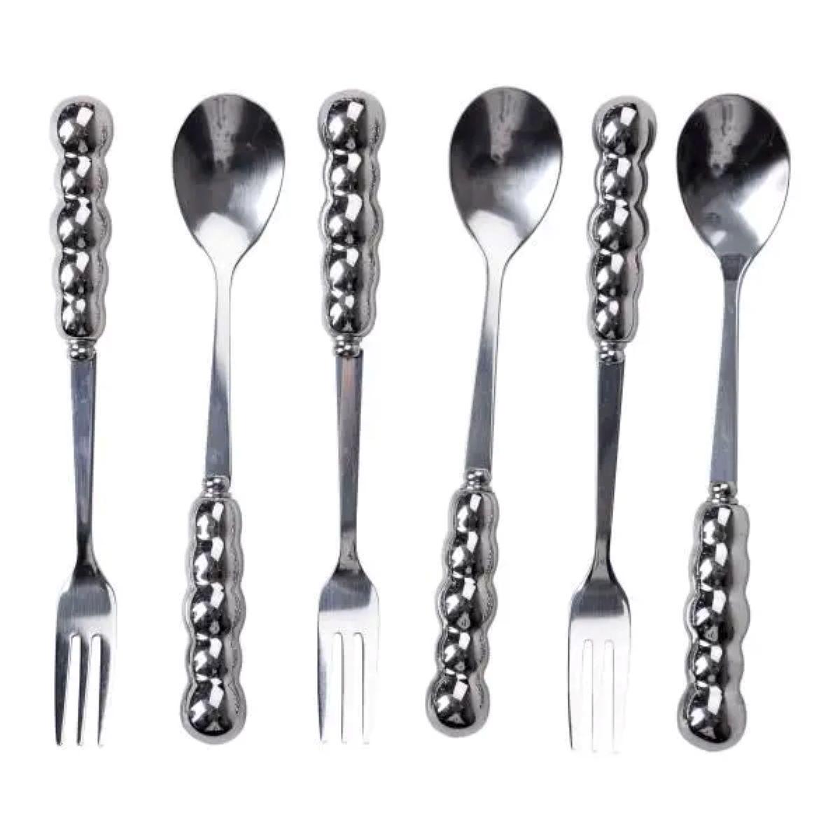 Набір десертних виделок і ложок на 3 персони з підставкою 7 пр. Сірий - фото 7 Набір десертних виделок і ложок на 3 персони з підставкою 7 пр. Сірий - фото 7