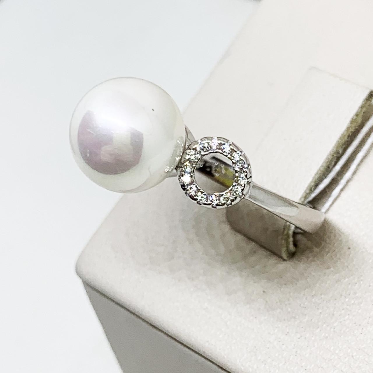 Кольцо серебряное с жемчугом и кубическим цирконием р. 17 3,89 г (1687751865)