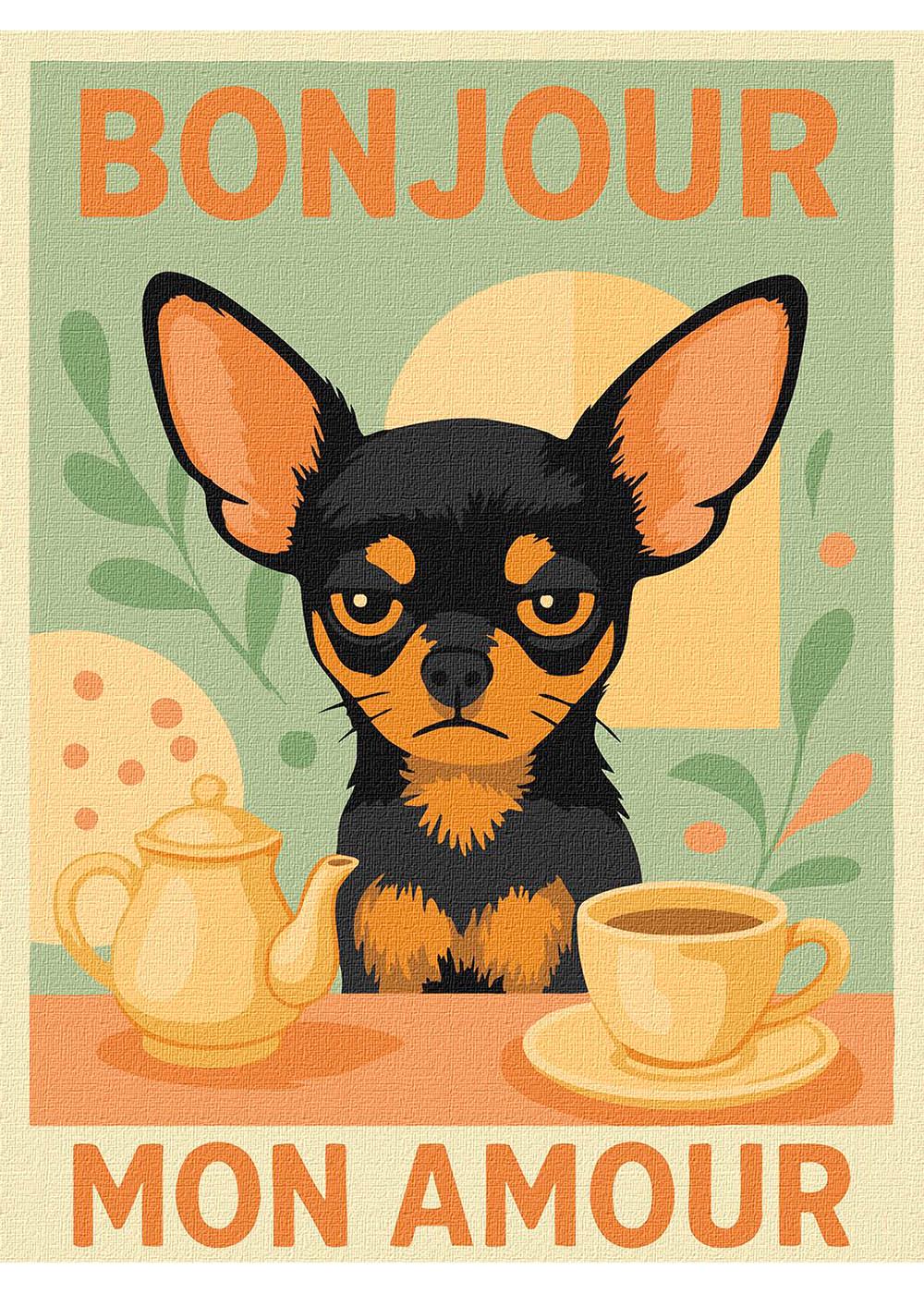 Картина по номерах Ideyka Постер Ранок з чіхуахуа 30х40 см (KHO6808)