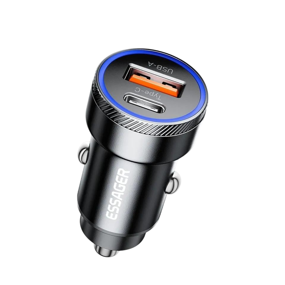 Зарядное устройство для автомобильного Essager Type-c 36w/USB qc 3.0 18w Metall 54W (25397275)