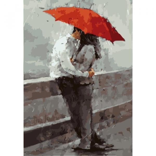 Картина по номерам Идейка Любовь Первый поцелуй 35х50 см в термопакете (КНО2647-mt)