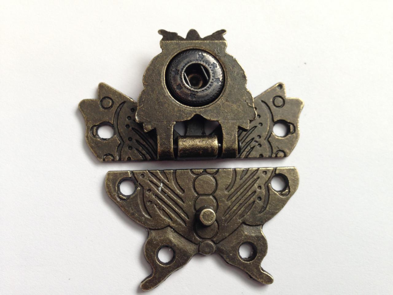 Замок бабочка декоративный 52х45 мм Антик (30954047) - фото 2