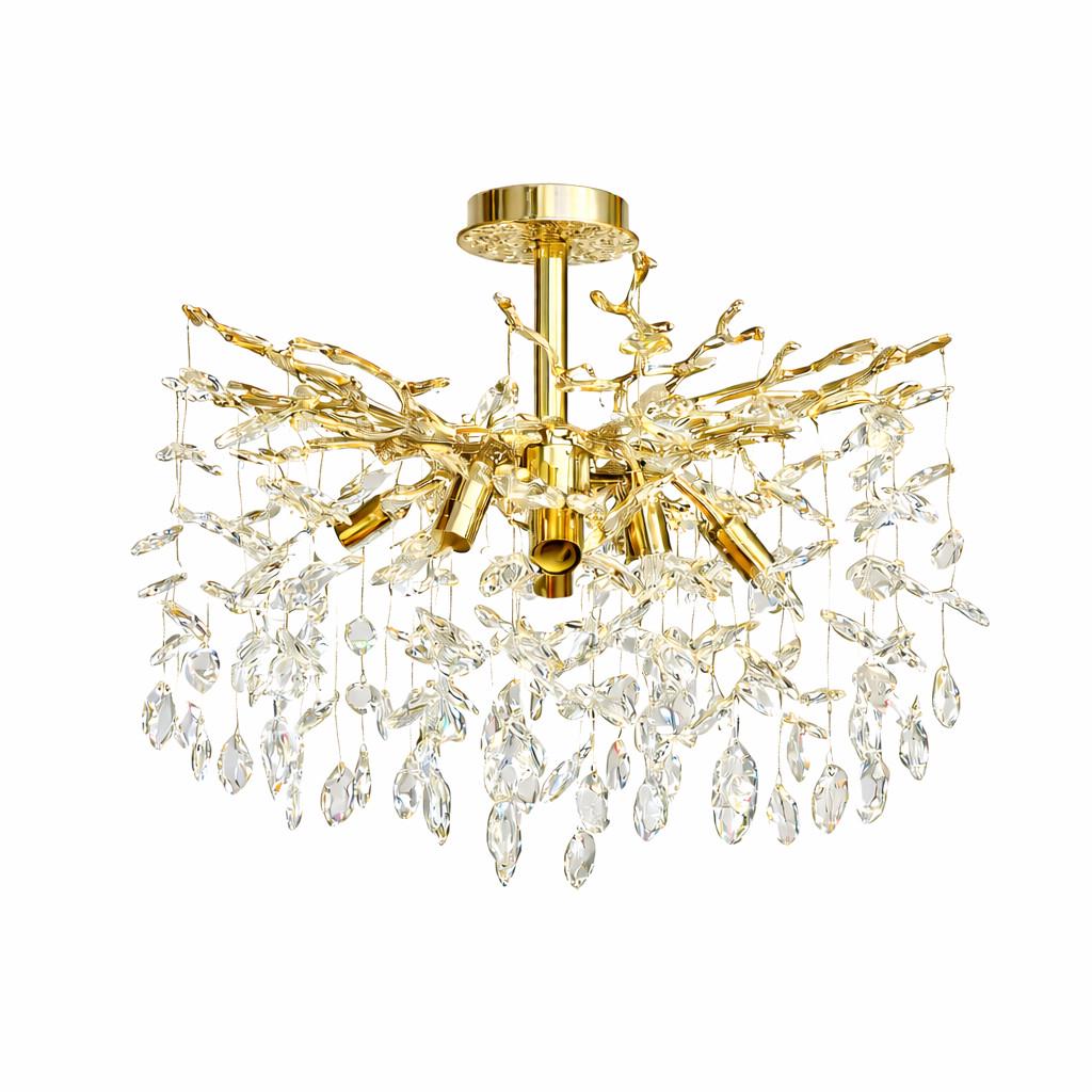 Люстра стельова Гліцинія 8076/D600GD кришталева на 8 ламп Золотий (2849982653)