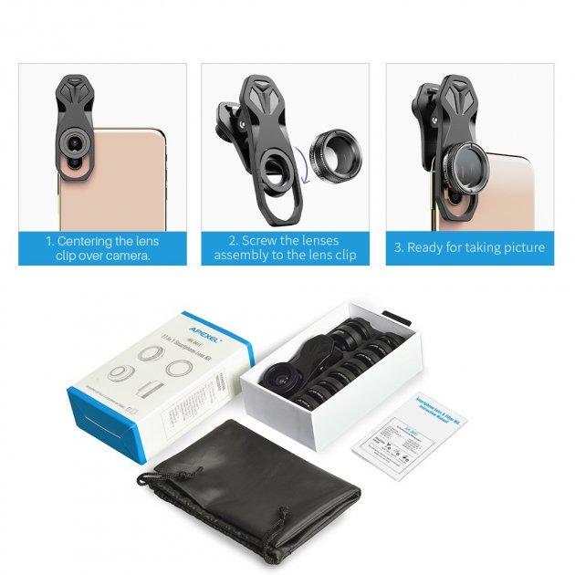 Набор фильтров и объективов Apexel APL-DG11 для смартфона 11в1 (A62225) - фото 6 Набор фильтров и объективов Apexel APL-DG11 для смартфона 11в1 (A62225) - фото 6