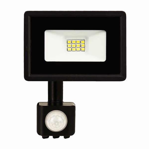 Прожектор світлодіодний Biom 10W S6-SMD-10-Slim/Sensor 6200К 220V IP65 з датчиком руху Чорний