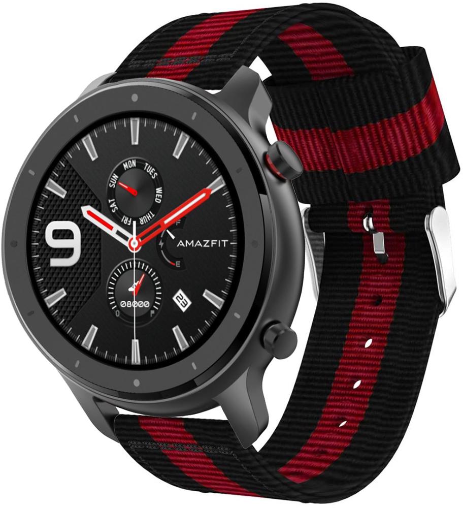 Ремешок тканевый Canvas для Amazfit GTR 47 мм Black/Red (19677)