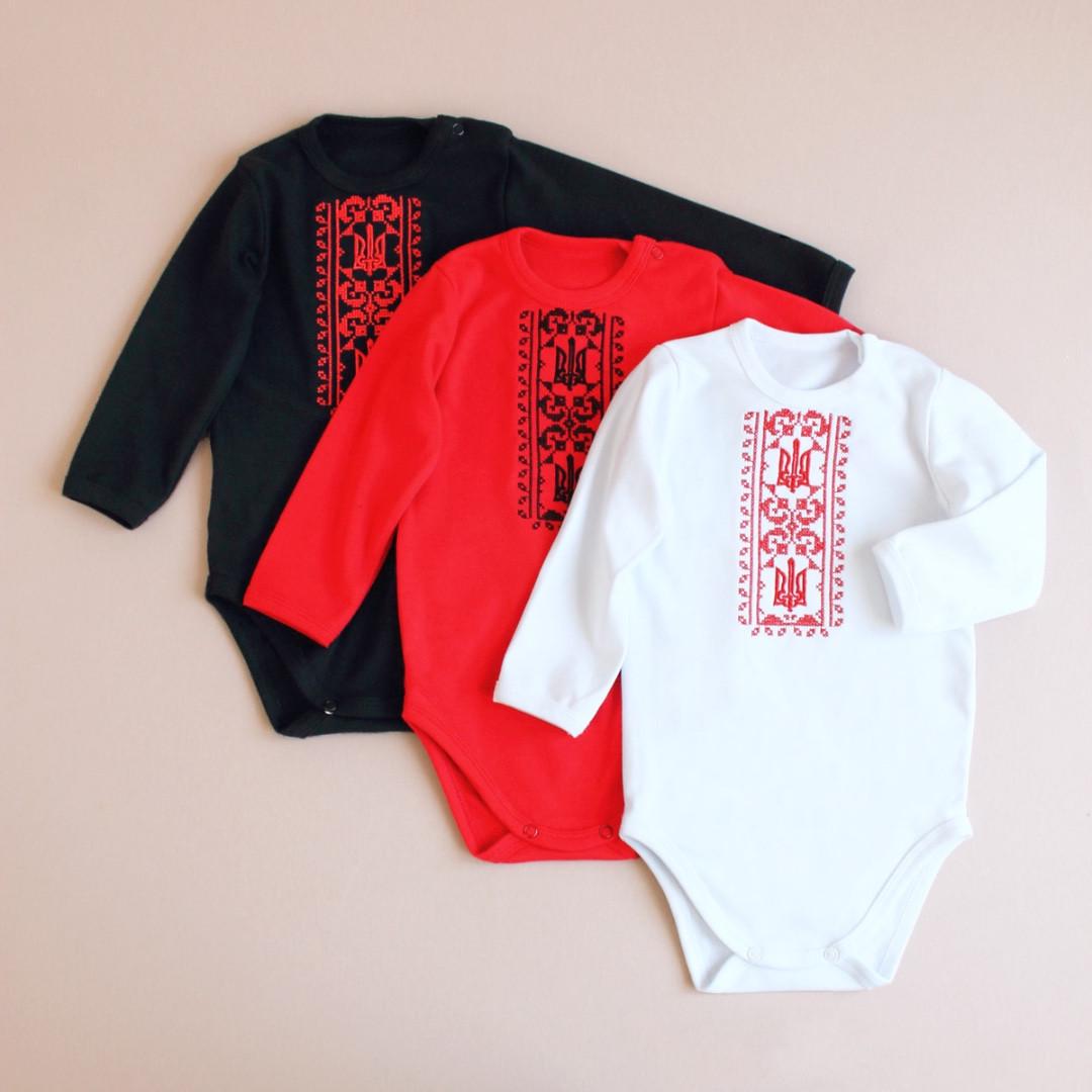 Боди с вышивкой Трезубец 68 см 3-6 мес Белый (2679645846) - фото 3