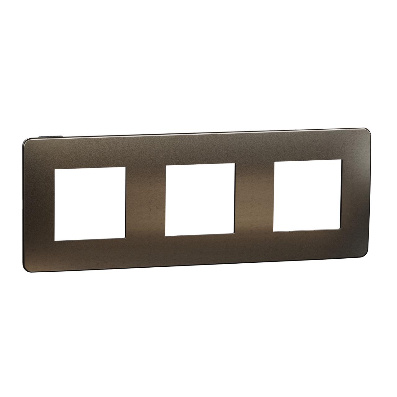 Рамка 3-постовая Schneider Electric Unica New поликарбонат 227х85х10 мм Никель матовый/Антрацитовый (NU280653M)