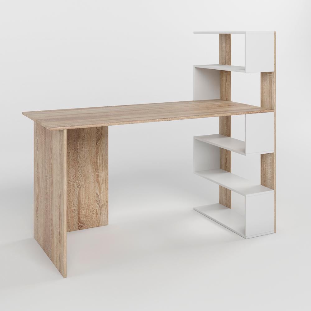 Стіл комп'ютерний з полицями М-Зон Джеко 1416P правий Сонома/Німфея Альба (MZN-031029) - фото 1