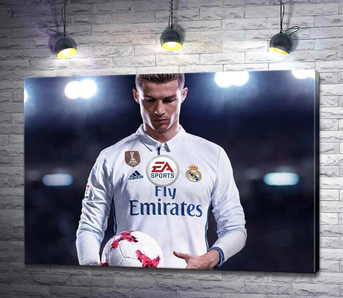 Картина ArtPoster Фигура Криштиану Роналду (Cristiano Ronaldo) на постере к игре &quot;FIFA 18&quot; 50x35 см Модуль №1 (003600)