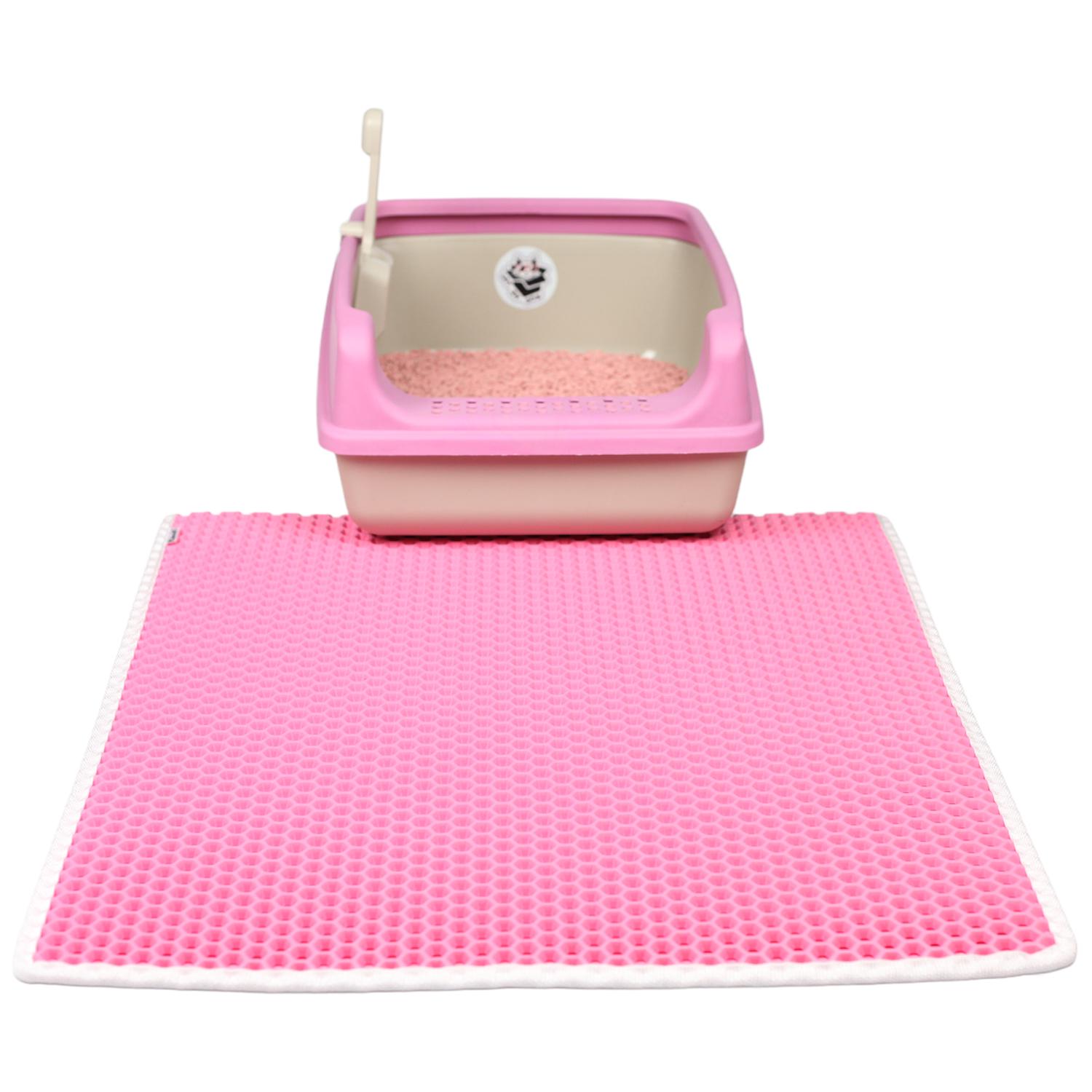 Коврик двухслойный Cat in Box для кошачьего лотка EVA 67x60 см Розовый - фото 2 Коврик двухслойный Cat in Box для кошачьего лотка EVA 67x60 см Розовый - фото 2