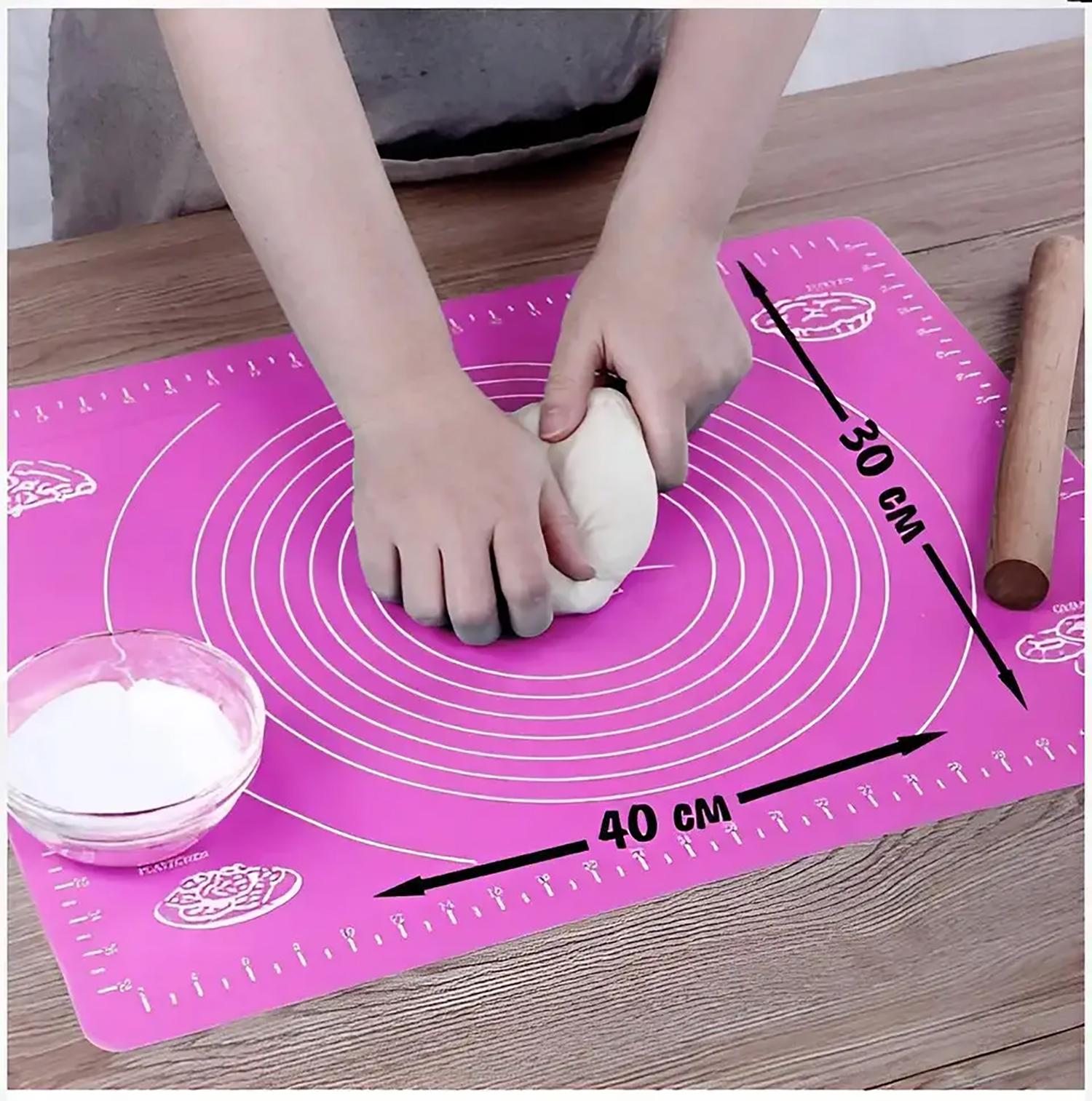 Килимок для розкочування тіста силіконовий 30х40 см Рожевий (84475) - фото 6 Килимок для розкочування тіста силіконовий 30х40 см Рожевий (84475) - фото 6