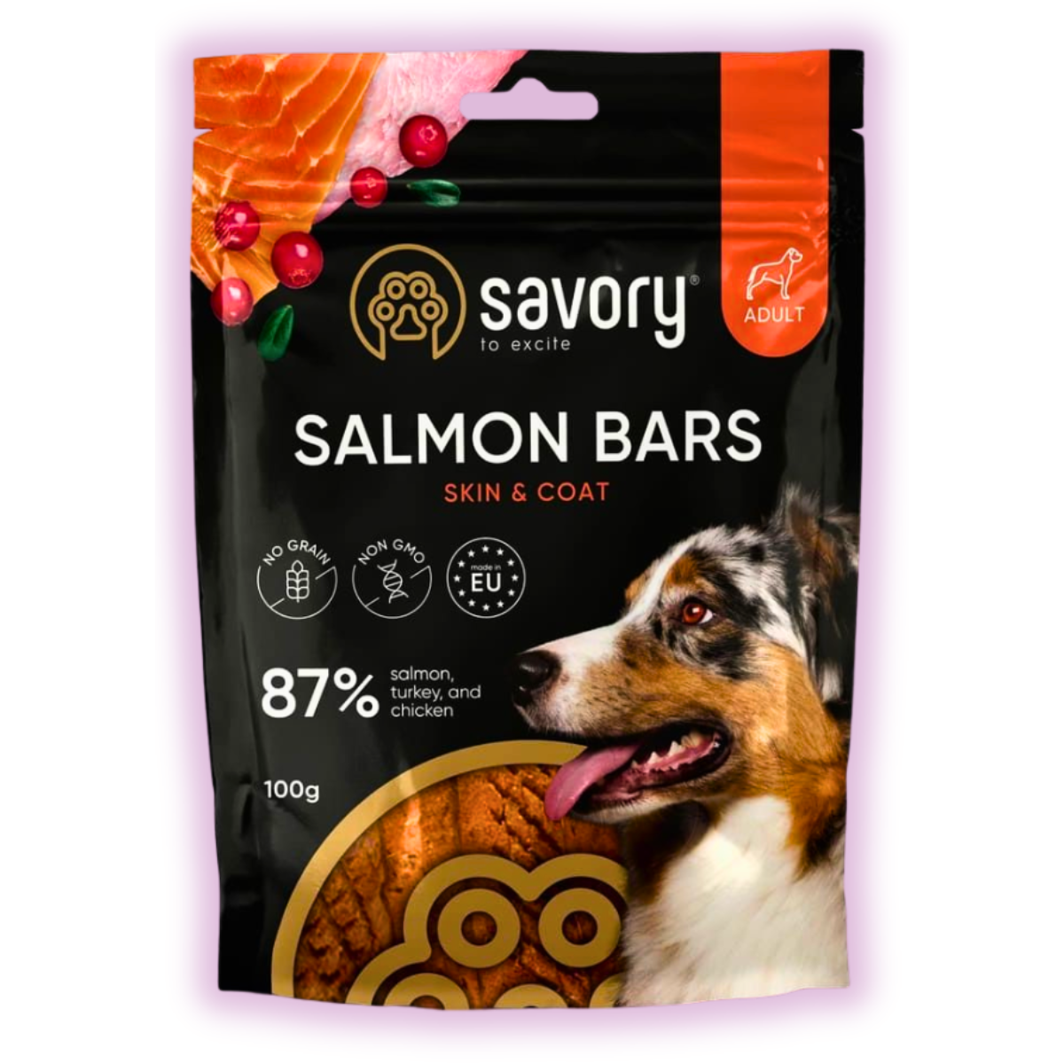 Лакомства для взрослых собак джерки Savory батончики с лососем 100 г (21106)