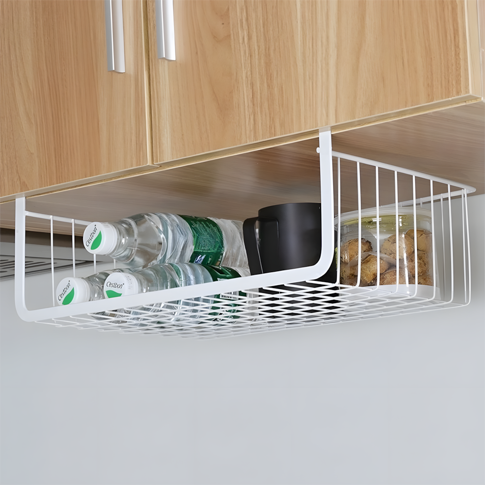 Полка навесная металлическая на кухню и в шкаф XL 48х24,5х14 см Белый