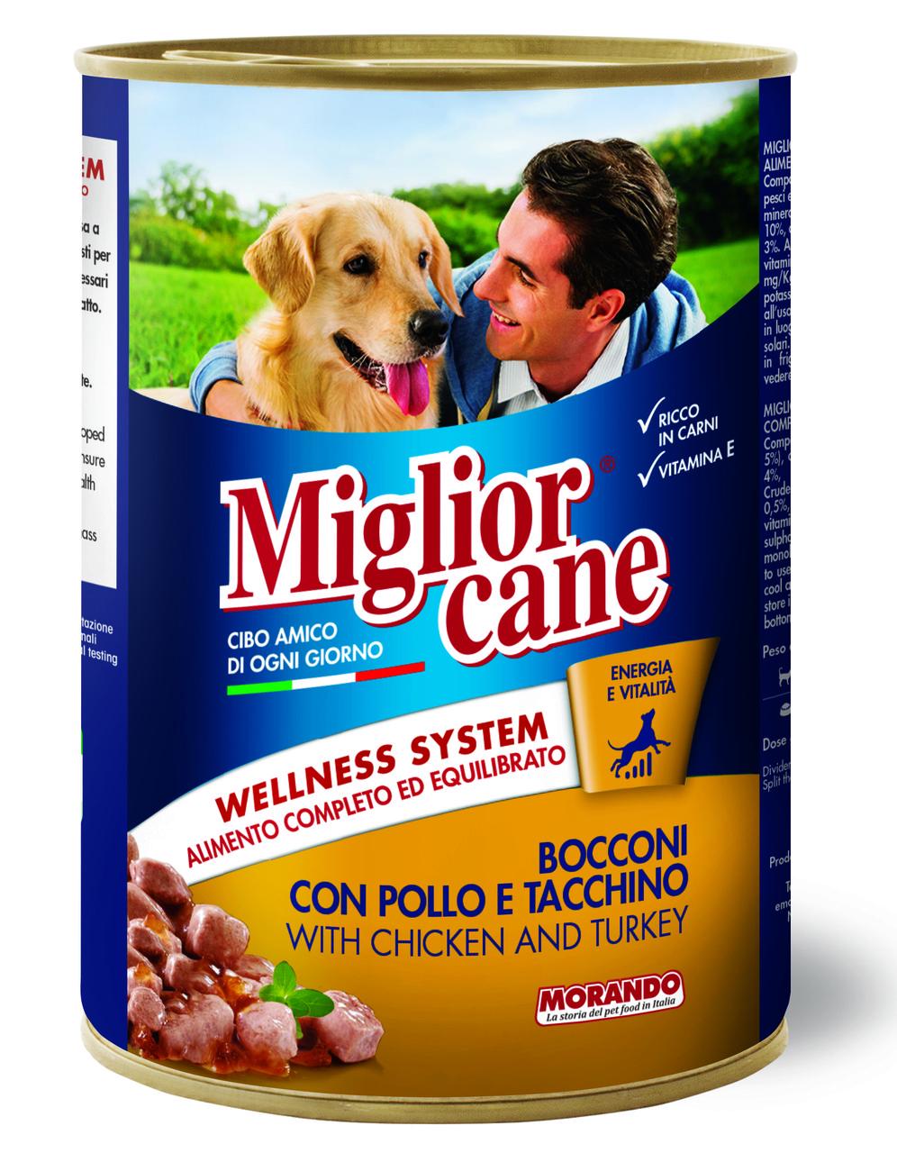 Корм вологий Migliorcane для дорослих собак у вигляді шматочків з куркою та індичкою 405 г 01110 Корм вологий Migliorcane для дорослих собак у вигляді шматочків з куркою та індичкою 405 г 01110