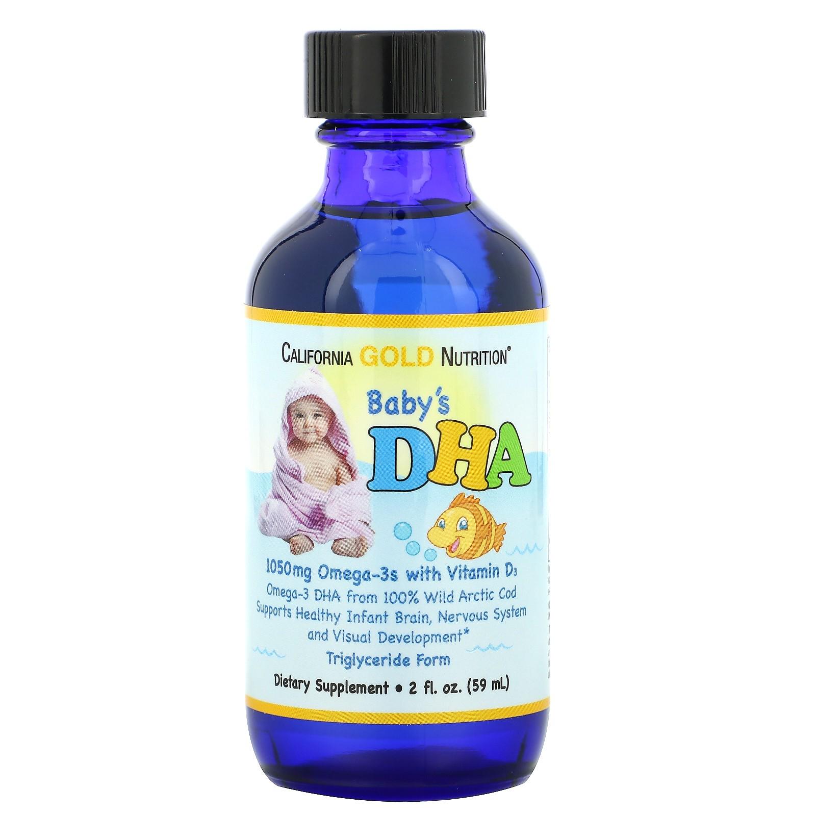Жирные кислоты California Gold Nutrition Omega-3 Baby's DHA Omega-3s with Vitamin D3 1050 мг 59 мл Жирные кислоты California Gold Nutrition Omega-3 Baby's DHA Omega-3s with Vitamin D3 1050 мг 59 мл
